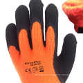 7 Gauge Hi viz Yellow Brushed Terry loops Acrylic liner Black Foam Latex Palm Coating Gloves For Winter